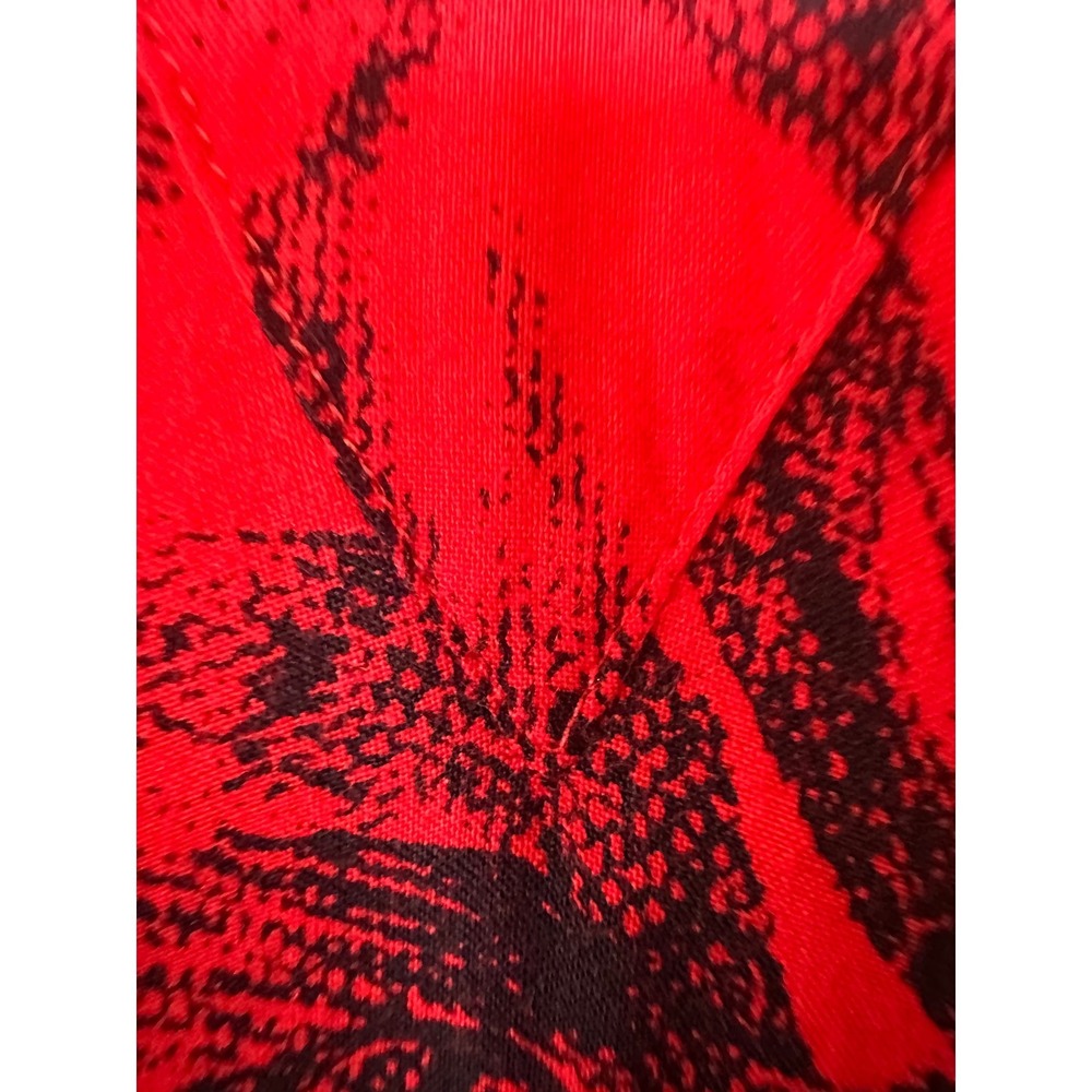 Joni Blair of California Vintage Red Black Floral Belted Midi Dress Size 9 - Picture 6 of 16